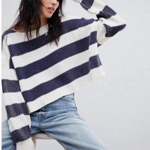 Free People Striped Cropped Sweater